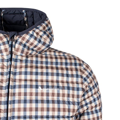 Aquascutum ACTIVE 100GR HOODED JACKET FW23 JK011 28 Beige Check Jacket Mens S